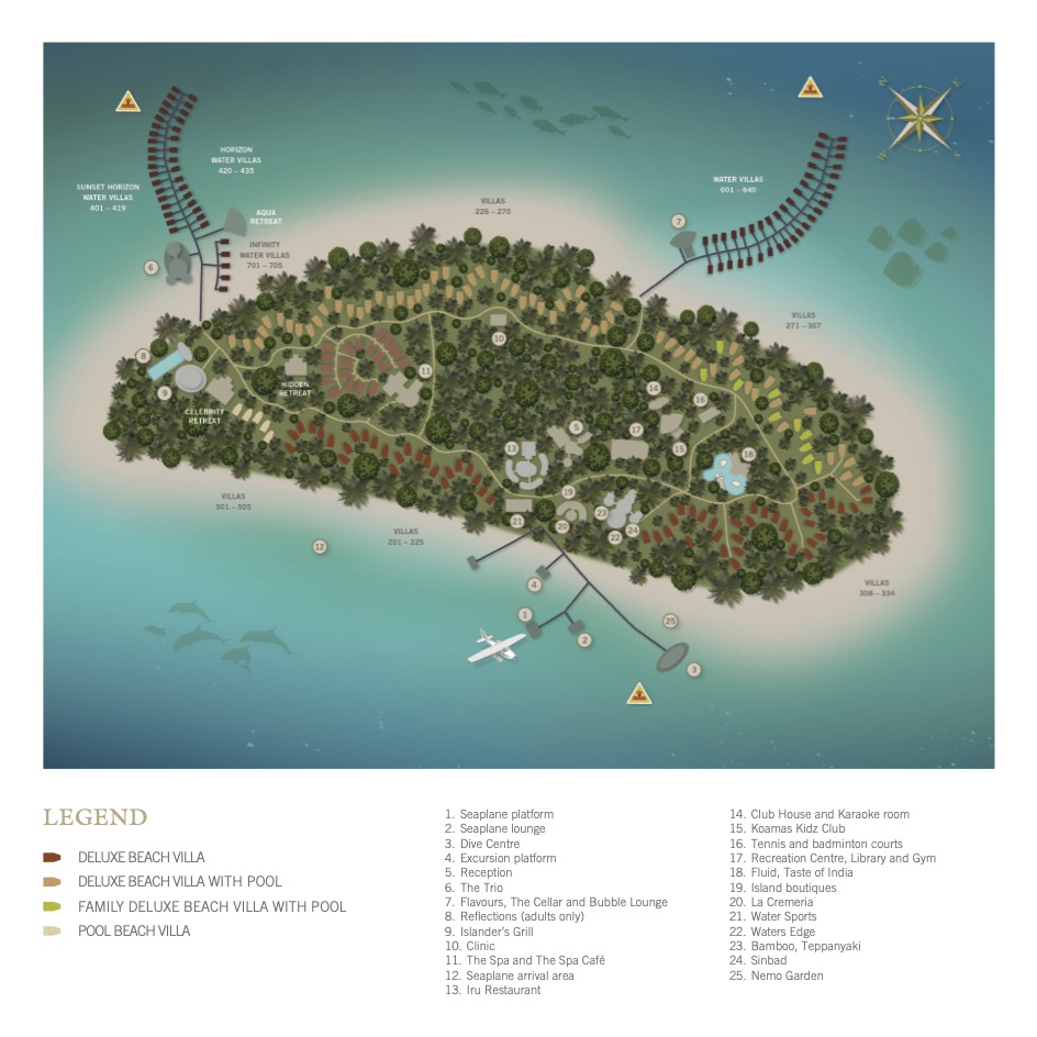 Mappa del Resort Sun Siyam Iru Fushi