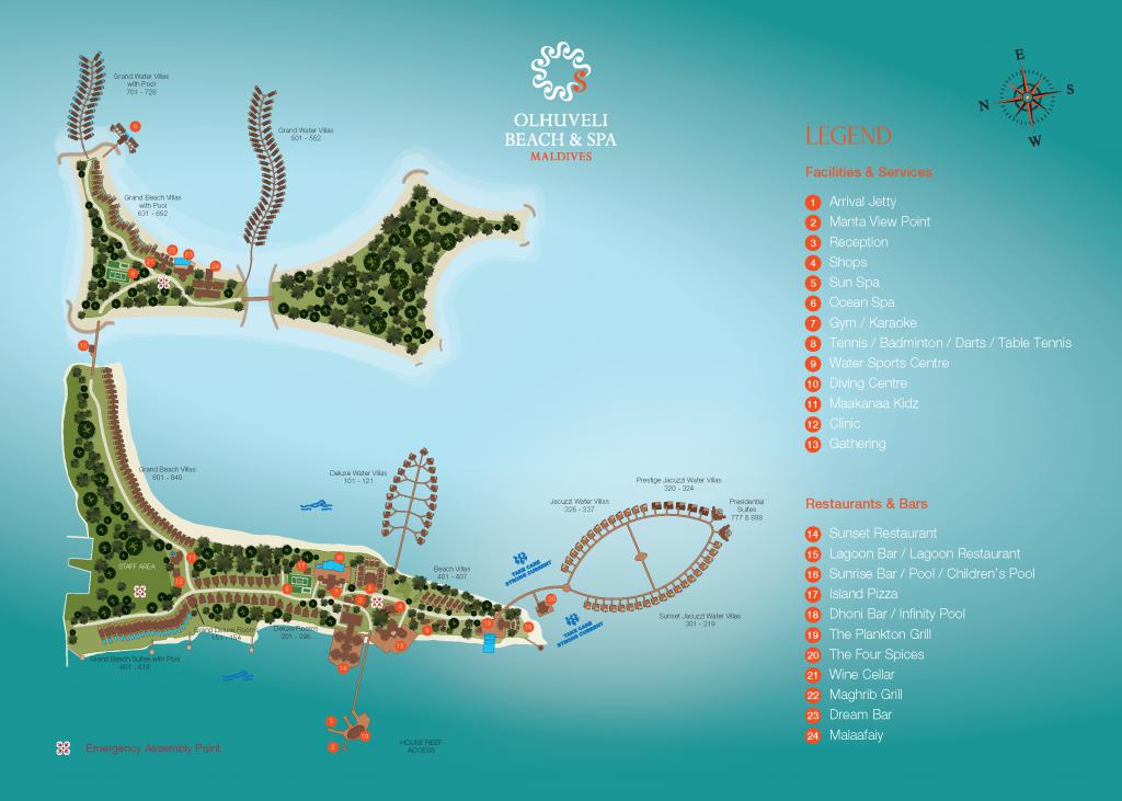 Mappa dettagliata del Resort Sun Siyam Olhuveli Maldive